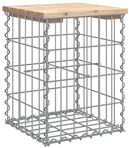 vidaXL Garden Bench with Gabion Base Design - Solid Pinewood Top & Galvanised Steel Base - Brown ic Outdoor Seating for Garden, Patio & Backyard