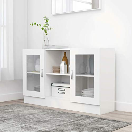 ZEYUAN Vitrinenschrank Weiß 120x30,5x70 cm Holzwerkstoff, Vitrine, Schrank Regal, Sammlervitrine, Schmuckvitrine, Manga Regal