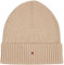 Tommy Hilfiger Herren Strickmütze Flag Cotton Beanie mit Kaschmir, Beige (Beige), Einheitsgröße