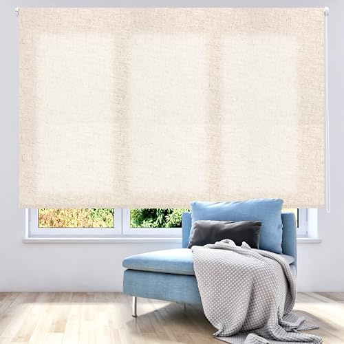 ECOMMERC3 | Glattes, durchscheinendes Rollo 180x200 Breite x Höhe - Rollo Stoffmaß 177x195- Einfache Rollo - Installation an Wand oder Decke - Rollo Leinen