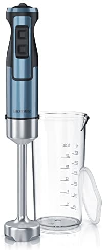 Arendo - Mixeur plongeant en Acier Inoxydable de 1000 W, Mixeur à main à 4 lames en Inox, Mélangeur Manuel, Mixeur à immersion, Vitesses réglables, Bouton Turbo, Pied amovible, Modèle MIKO cool grey