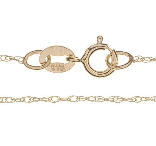 Markylis - Italian 9ct Yellow Gold Fine Twisted Prince of Wales Twist Rope Style Chain Jewellery Necklace for Women and Ladies - 0.8mm - Choose your length - 16inch - 16