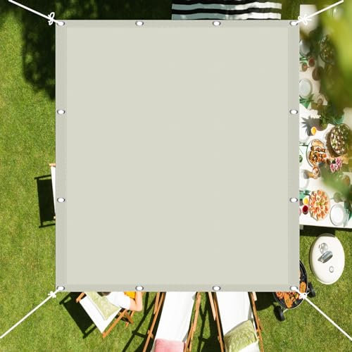 Sonnensegel Wasserdicht 4.5x5m(14.76x16.4ft) Sonnenschirm Segel Sonnenschutz Netz Multi Farbe und Größe 98% UV-Schutz für Garten Terrasse Camping, Beige