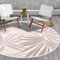 payé In- & Outdoor-Teppich - Beige Creme - 120x120cm Rund - Wendeteppich - Florales Muster - Wetterbeständig für Balkon Terrasse - Indoor Teppiche Wohnzimmer Küche