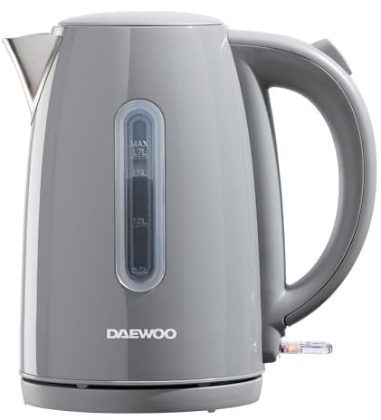 Daewoo Kensington, Jug Kettle Electric, Stainless Steel, Family Size, Fast Boil, Auto Shut Off, 360 Swivel Base, Cord Storage, Power Indicator, Removable Filter For Easy Cleaning, Grey