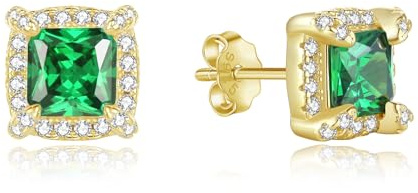 GAVU Pendientes Mujer Plata de Ley 925 Chapados en Oro 14K con Circonia Cúbica, Pendientes Dorados Mujer
