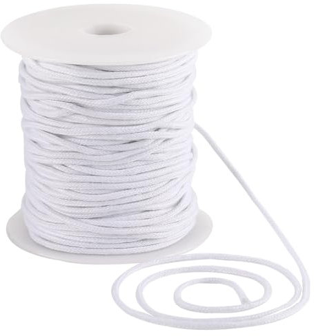 GORGECRAFT 2mm 55 Yards Cotton Rope Soft Drawstring Replacement Ropes Macrame Cotton Welt Trim Round Cotton Thread Multipurpose Piping Cord for Bags DIY Crafts Projects Crochet Hanging Clothes, White