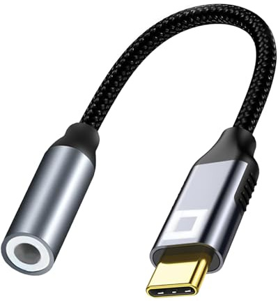 CO2 USB-C auf Mini Jack 3.5 mm AUX Adapter mit 128 kHz HD DAC, Hervorragende Audioqualität, Aluminium Space Grau, Kabel Kompatibel mit iPhone, MacBook, iPad Pro, Samsung (DAC)