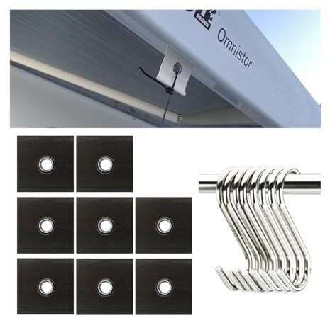 Adunsiaoto 8 Stück RV Markisenhaken, Tragbare Kederschiene Haken, Set Kederband Vorzeltkeder Markisenhaken Vorzelt Camping Wohnwagen, Kederöse Für Kederschiene 5/6mm - 7/8mm(Schwarz)