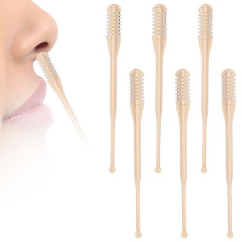 6uds Cortador de Vello Nasal 2 en 1, Recortador de Vello Nasal con Recogedor de Orejas Cuchillo Manual Doble Cara para Vello Nasal Herramienta Cortadora de Vello Nasal para Hombres Mujeres