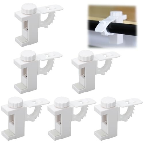 Nakutita 6 Pièces Support De Pince Porte-Rideaux, sans PerçAge Support de Support de Pince Porte-Rideaux, Barre Transversale Réglableen Support de Stockage de Serviette et Crochet pour Organisateur