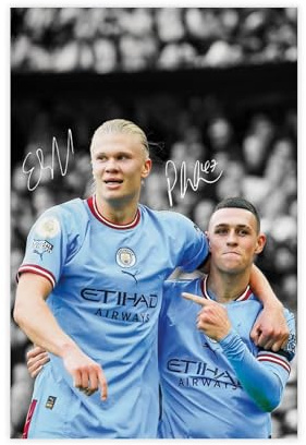 ocvdfss Leinwandposter Erling Haaland, Phil Foden, Schlafzimmer, Landschaft, Büro, Raumdekoration, Geschenk, 30 x 45 cm