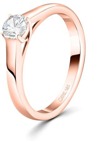 585 Rosegold Verlobungsring Damen - Diamant 0.4ct GIA, Größe 56(17.8)