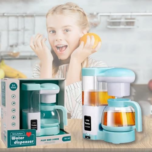 COO11 Kids Coffee Machine Toy - Realistic Coffee Maker for Coffee Machine Kids with Transparent Tank, Carafe, Water Dispenser with Light and Sound Educational Toy for Boys and Girls Ages 3+ Years