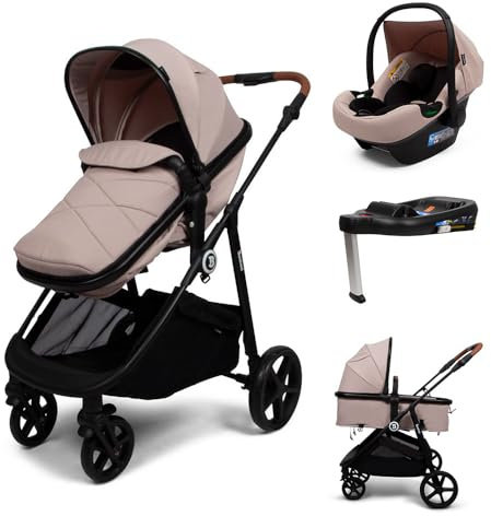 Baninni 4-in-1 Kinderwagen mit Multi-Stands mit Autositz und Basis Nelia, Beige