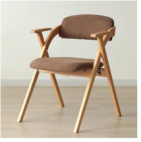 Mid Century Ledersessel mit gepolsterter Sitzfläche und Rückenlehne, klappbarer Esszimmerstuhl für Wohnzimmer, Küche, Büro, Arbeitszimmer, Braun