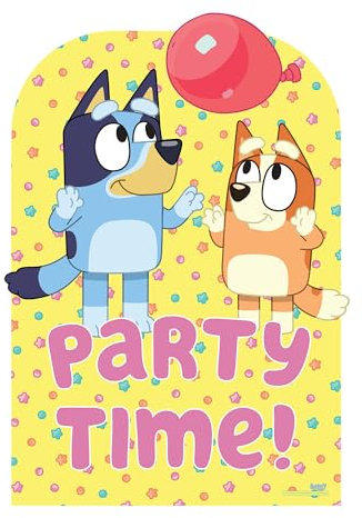 Star Cutouts SC4570 Bluey Bingo Globo Play Party Time - Telón de Fondo de cartón, tamaño Infantil, Altura Recortada, 135 cm, Ideal para Temas Azules, Fiestas, cumpleaños y fanáticos, decoración de