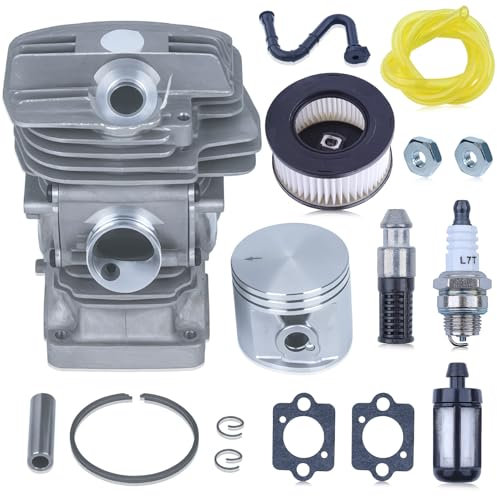 Pistón y cilindro para Stihl MS291 MS 291, ADEFOL 47mm Cilindro Pistón Kit con filtro de aire, Spark Plug, Fuel Filter, Motosierra Piezas del Motor 1141 020 1206