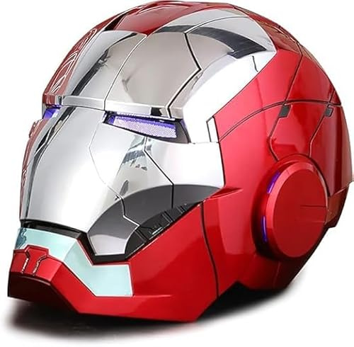 Wearable Iron Mask with Eyes Glow, Voice, Touch & Remote Control Super Hero Helmet for Adults' Halloween Gifts (Age 12+)