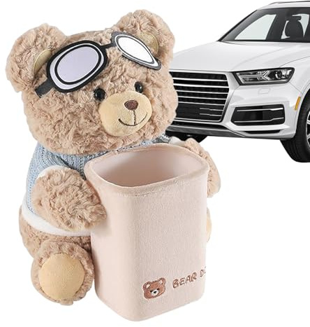 Porta Fazzoletti per Auto | Appoggia Braccio Morbido con Cestino Integrato per Veicoli | Contenitore 2 in 1 Impermeabile con Orsetto Peluche e Cestino Portarifiuti per Auto e Postazione di Lavoro