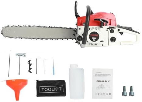 Altsuceser 58 CC Gas-Kettensäge, 50,8 cm, hocheffiziente benzinbetriebene Säge, handliche kabellose Benzin-Kettensäge für Gärten, Parks, Obstgärten, Bäume, Holzschneiden, 50,8 cm, Rot