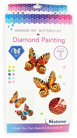 Pracht Creatives Hobby - Diamond Painting Schmetterling mit Magnet, Orange, 2 Stück, Größe ca. 12 x 9 cm, zum Anheften an Kühlschränken oder Magnettafeln