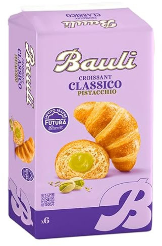 BauIi Croissant PISTACCHIO, Cornetto di Pasta Sfoglia Ripieno, Confezione con 5 Cornetti Incartati, 250g