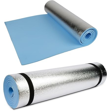 Camping Mat - Rolling Mat For Camping & Travelling, Outdoor & Indoor Activities, EVA Camping, Yoga/Exercise Pad, Sleeping Mattress, Thermal Insulated, Aluminium Foil (180cm x 50cm - Blue Insulated)