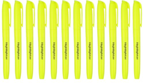 PATIKIL Gelb Textmarker 12 Pack Marker Kein Durchdrucken Neon Leicht Sichtbar Schnell Trocknend Praktisch Für Büro Erwachsene