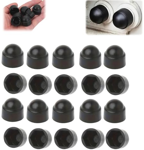 M12 Black Plastic Hex Nut & Bolt Cover Caps - 20PC Dome Caps for 19mm Spanner Wheel Nuts,Automotive Lug Car Truck Van,Screw Protection Cover Assortment Kit,Anti-Rust Dust Proof Finish