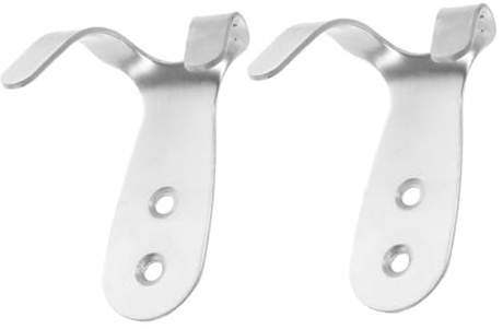 DECORNIJIA 2pcs Stainless Steel Dual Hooks Motorcycle Helmet Rack Heavy Duty Wall Mount Coat and Bag Hangers with Safety Design for Bikes Baseball Caps