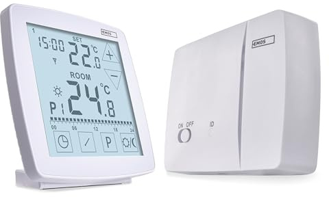 EMOS - Termostato digitale per ambiente con OpenTherm - programmabile - Unità di controllo portatile touch - Sistemi di riscaldamento/raffreddamento - Regolazione della temperatura 7-30 °C - Modalità
