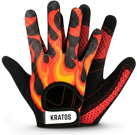 Kratos Anti Slip Kids Bike Gloves For Kids Boys & Girls Best Toddler Bike Gloves Ages 2-8 Full Finger Cycling Gloves For Youth Sports Like Mtb, Bmx Dirt Biking