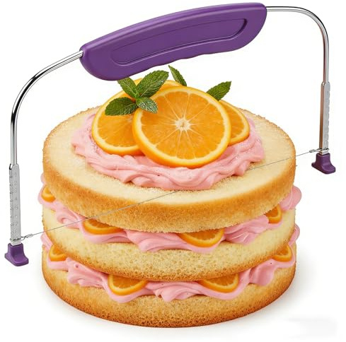 Professional Adjustable Cake Leveller Cutter,10In(27cm)Purple Stainless Steel Wire Cake Slicer,Cake Cutter Layer Wires for Leveling & Slicing,Kitchen Baking Tool for Birthday&Wedding Cake Layers