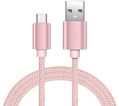 iTechCover Braided USB Cable Charging Cord/Charger Power Lead Wire Compatible with JAM ZERO CHILL SPEAKER/Rose Gold / (2m / 6.6ft)