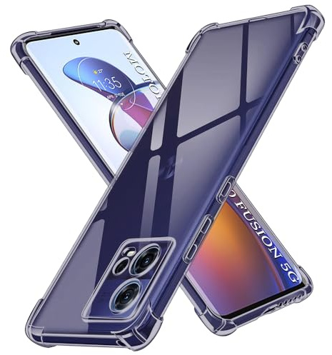 Techsuit für Motorola Edge 30 Fusion Hülle mit Soft Touch, Vergilbungsfrei Material, Stoßfest, Luftkissen Ecken, Erhöhte Kanten, Kabelloses Laden Kompatibel, Shockproof Clear Silicone, Rauchschwarz