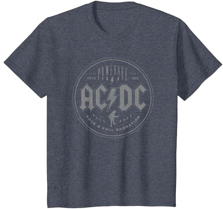 Offizielles AC/DC Rock N Roll Damnation Band Heavy Metal T-Shirt, Kinder, Blau Meliert, 152