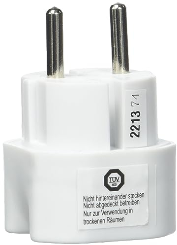 Goobay 51000 Steckdosenadapter auf 2-fach Euro-Buchse, Doppelstecker, Multistecker, Mehrfachstecker, weiß