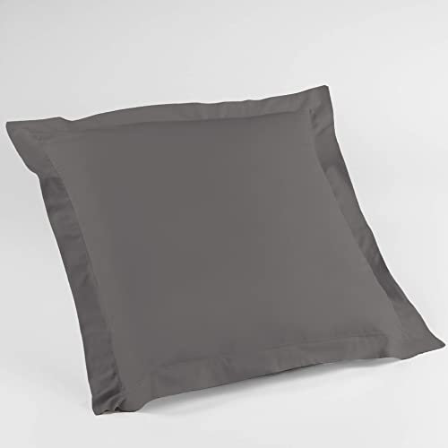 douceur d'intérieur, Taie d'Oreiller (63 x 63 cm) Lina Gris Souris, 100% Coton