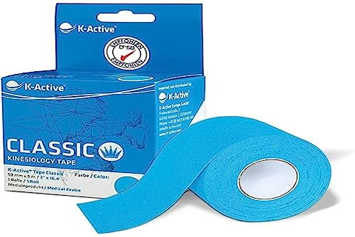 K-Active Tape Classic | Kinesiotapes super hautverträglich | wasserfest | Kinesiologie Tape für Sport & Therapie, extra langer Halt | [5cmx5m] blau