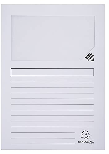 Exacompta 50270E 25er Pack Fenstermappen Super PEFC zertifiziert Karton 160g/m² praktisch und robust für DIN A4 weiß Dokumentenmappe Einschlagmappe