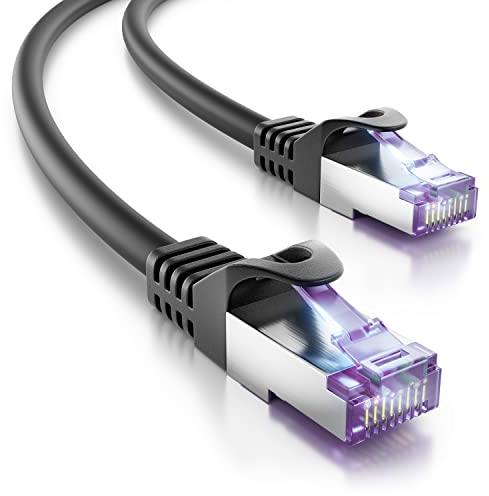 deleyCON 7,5m CAT7 Netzwerkkabel - 10 Gigabit - RJ45 Patchkabel Ethernet Kabel (Kupfer, SFTP PiMF Schirmung) - für Highspeed LAN DSL Switch Modem Router Patchpanel CAT7 CAT6 CAT5 - Schwarz