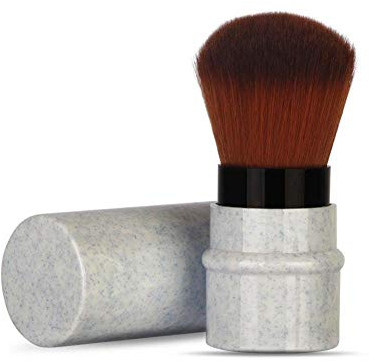 Pennello fondotinta compatto, pennello per trucco per blush, cipria, fondotinta, cappuccio Kabuki retraibile per correttore con materiali riciclati e sostenibili Pennello per capelli(Blue)