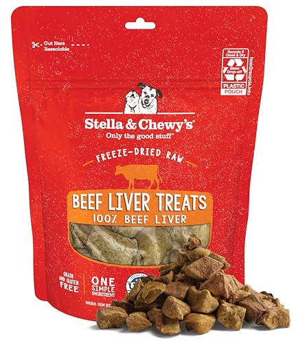Stella & Chewy's Freeze-Dried Raw Beef Liver Dog Treats - Single Ingredient, No Additives - Premium Training Treats - Perfect For Picky Eaters - 3oz Bag