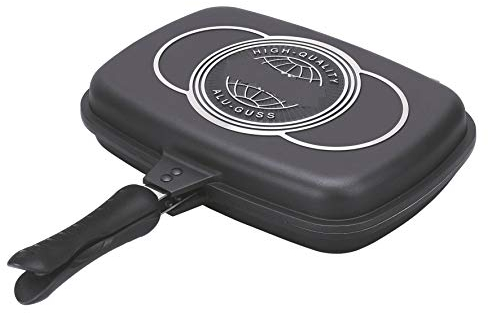 Hochwertige Alu Guss Bratpfanne 40 cm Doppel Wendepfanne Grillpfanne Fischpfanne