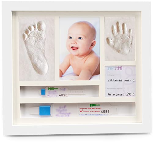 iPiccoli | Cadre pour Empreintes Mains et Pieds Nouveau-né. Design Simple. Cadeau Naissance. Kit Empreintes Enfant. Cadeau Naissance. (32x29cm)