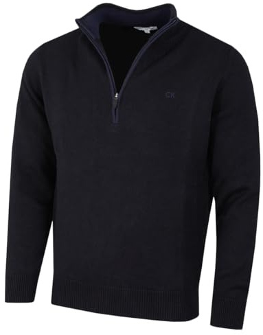 Calvin Klein Mens 2026 Knit Cotton 1/2 Zip Golf CK Top Sweater