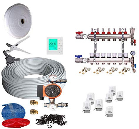 Underfloor Heating Multi Zone/Room KIT - Water Wet 5 Layers Pipe (100-110 Sqm)