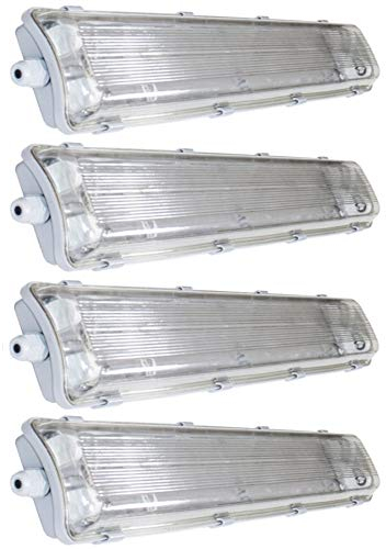 pureled SET 4x LED Feuchtraumleuchte Wannenleuchte IP65 8x T8 LED 60cm 9W 3000K G13 Bürolampe(4x warmweiß)