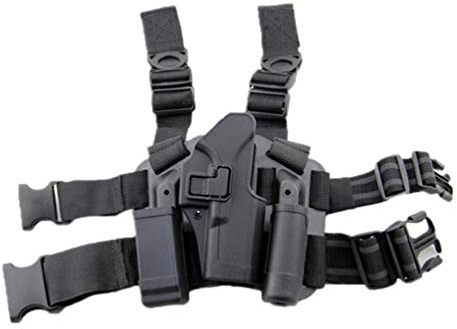 Verstellbarer Oberschenkel Tiefziehpistolenholster Taktisches Airsoft Drop Leg Holster mit Magzine-Tasche für Glock 17 19 22 23 31 32